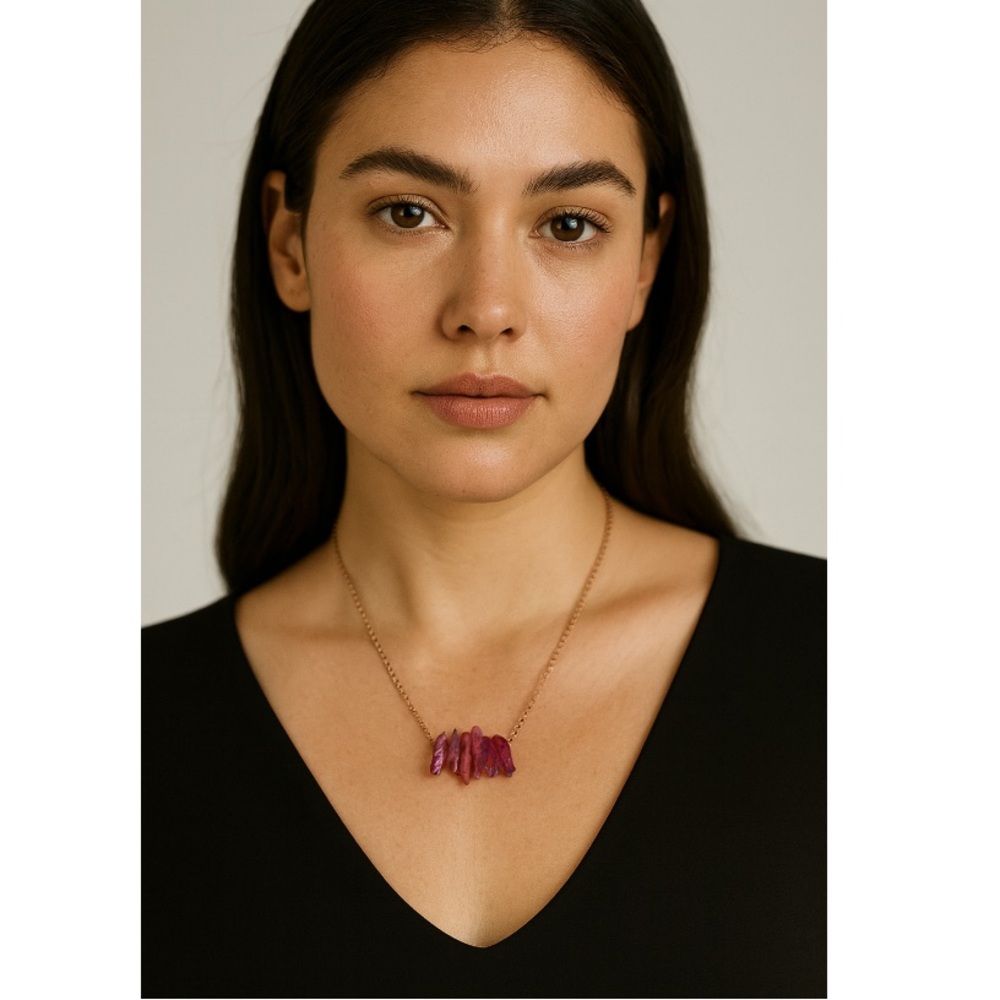 Genuine aura quartz Barbie Pink crystal point necklace